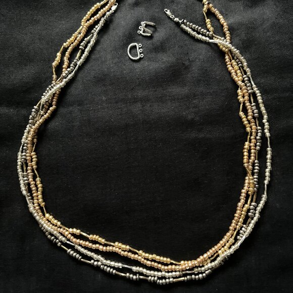 Copper Gold Silver Bronze Necklace, 6-Strands, Interchangeable NWT - Picture 6 of 7